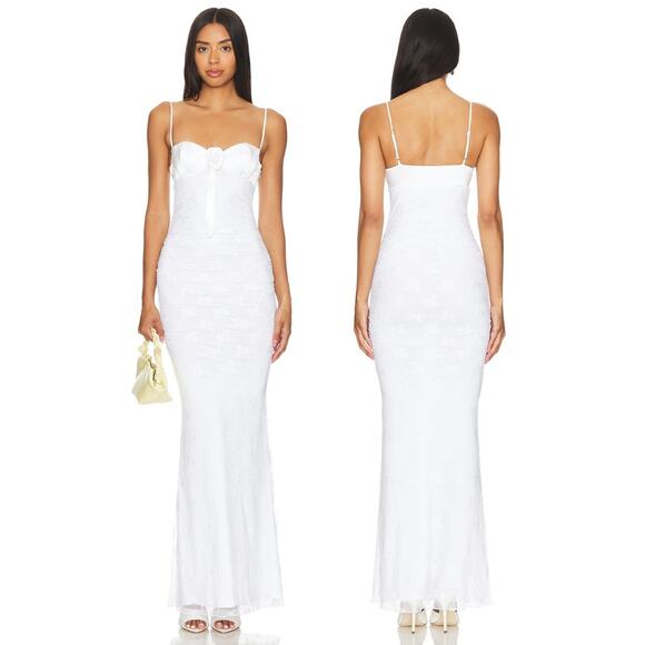 Majorelle Leonie Gown Maxi Floral Lace Rosette Coquette Victorian Bridal Fairy S - Picture 1 of 13